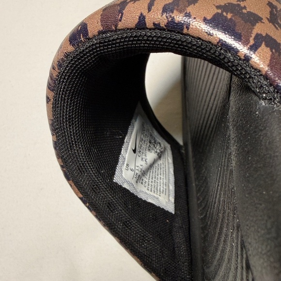 Nike Black and Brown Leopard Slides with Gold Logo - Picture 4 of 4